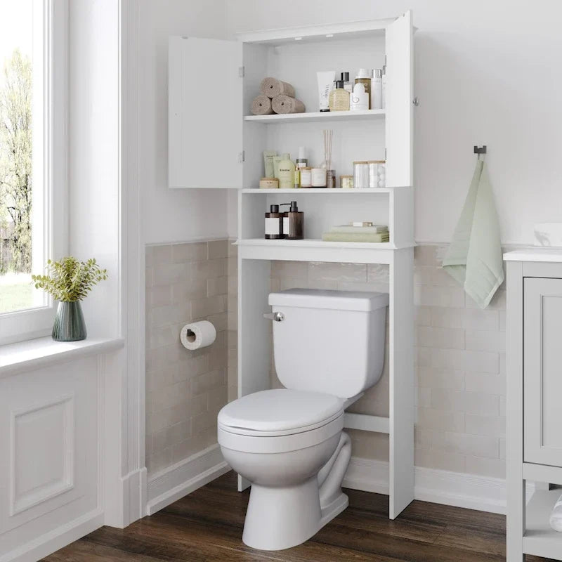Armoire de salle de bain de style rustique à suspendre au-dessus des toilettes avec étagères et portes à fermeture magnétique