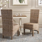 Lot de 2 chaises de salle à manger en osier naturel L 48 cm x P 56 cm x H 104 cm, style bohème côtier