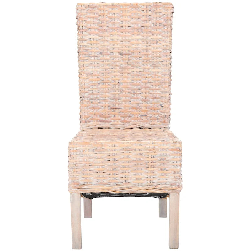 Lot de 2 chaises de salle à manger en osier naturel L 48 cm x P 56 cm x H 104 cm, style bohème côtier