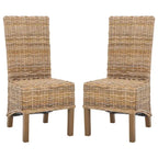 Lot de 2 chaises de salle à manger en osier naturel L 48 cm x P 56 cm x H 104 cm, style bohème côtier