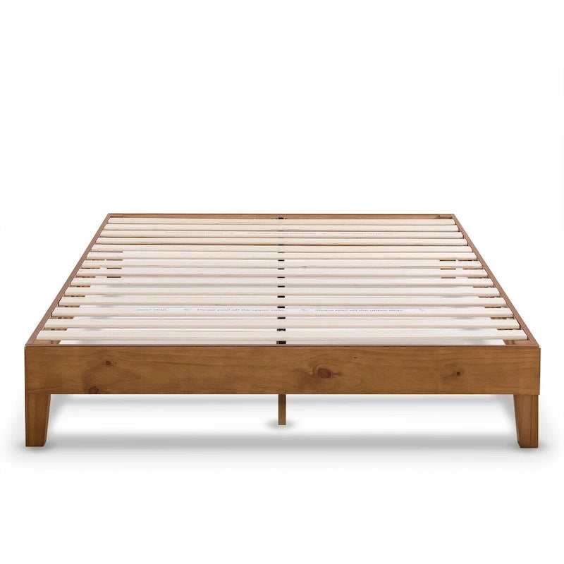 Cadre de lit plateforme en bois massif 12", sommier à lattes, pas besoin de sommier tapissier, style Mid-Century