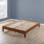 Cadre de lit plateforme en bois massif 12", sommier à lattes, pas besoin de sommier tapissier, style Mid-Century