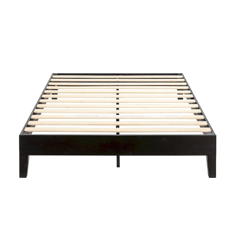 Cadre de lit plateforme en bois massif 12", sommier à lattes, pas besoin de sommier tapissier, style Mid-Century