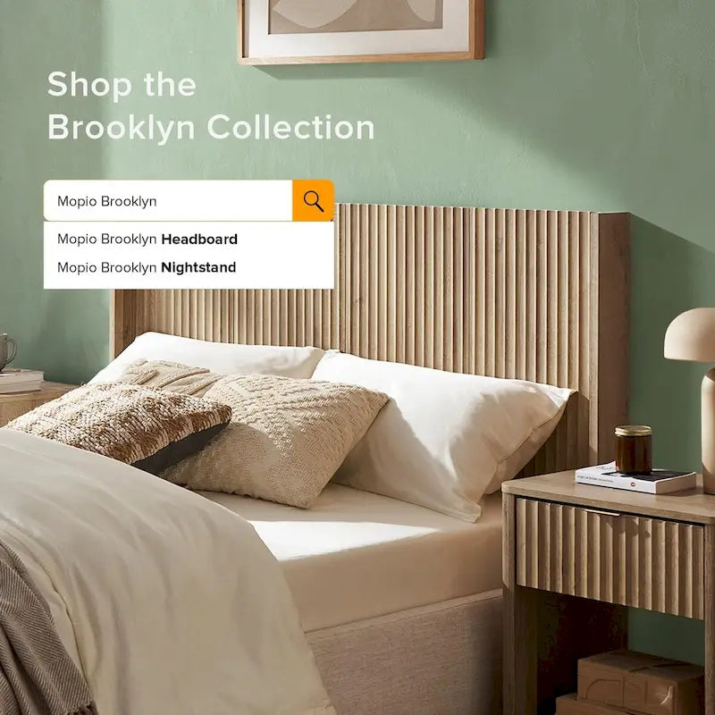 Tête de lit mopio Brooklyn, 158,5 cm de large, tête de lit seule, tête de lit en bois, ferme moderne, bohème, fixation murale, panneau cannelé