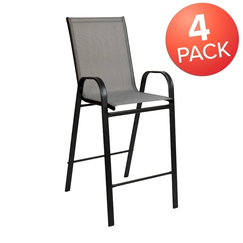 Lot de 4 tabourets de bar d'extérieur avec matériau Flex Comfort - Tabouret de terrasse