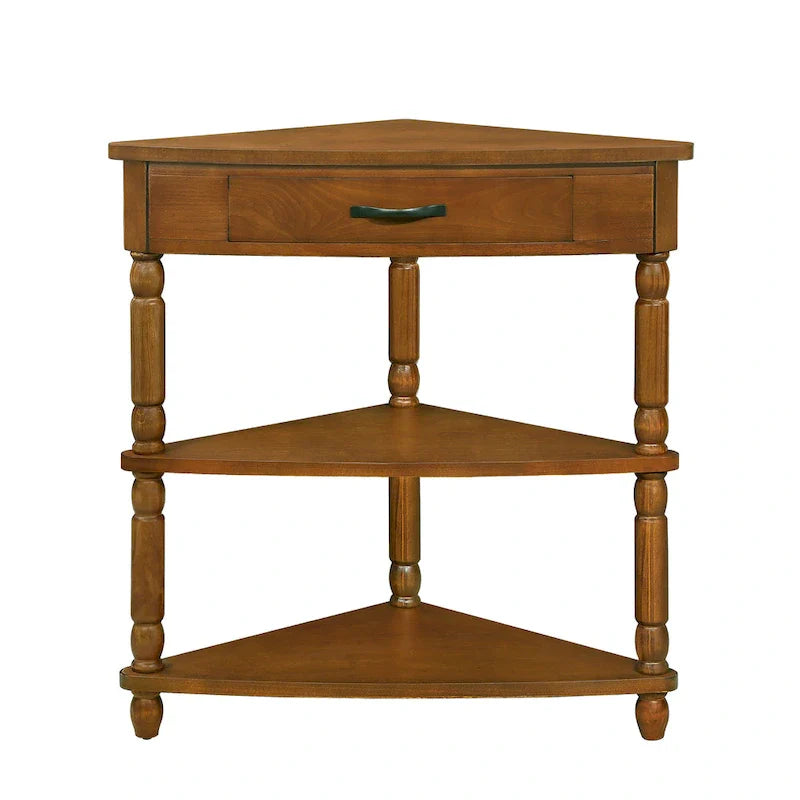 Table d'appoint d'angle triangulaire en bois pour petit salon