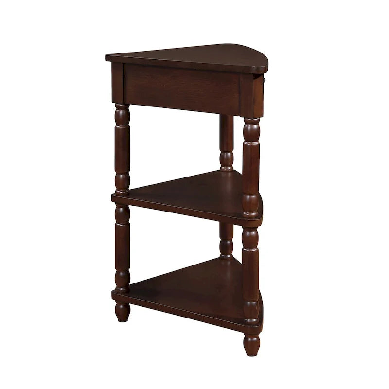 Table d'appoint d'angle triangulaire en bois pour petit salon