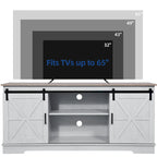 Meuble TV de ferme Moasis avec console média de porte de grange et centre de divertissement avec armoires de rangement
