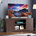 Meuble TV de ferme Moasis avec console média de porte de grange et centre de divertissement avec armoires de rangement