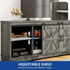 Meuble TV de ferme Moasis avec console média de porte de grange et centre de divertissement avec armoires de rangement