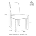 Lot de 2 chaises de salle à manger hautes en lin de 96,5 cm, cloutées, assise rembourrée, patins antidérapants