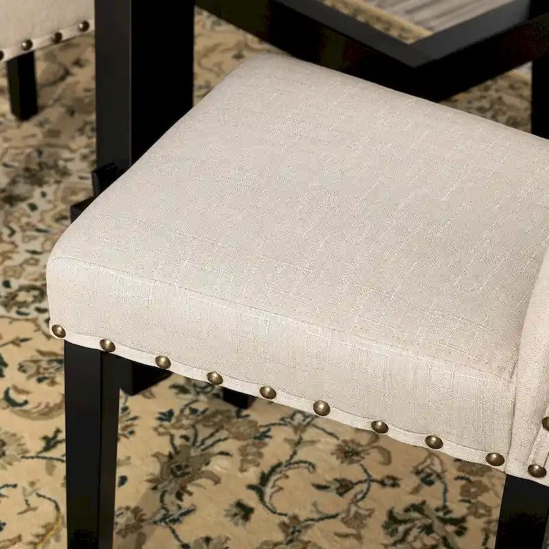 Lot de 2 chaises de salle à manger hautes en lin de 96,5 cm, cloutées, assise rembourrée, patins antidérapants