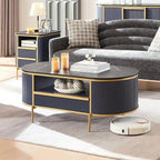 Table basse moderne de luxe à panneaux cannelés, table d'appoint avec plateau en faux marbre
