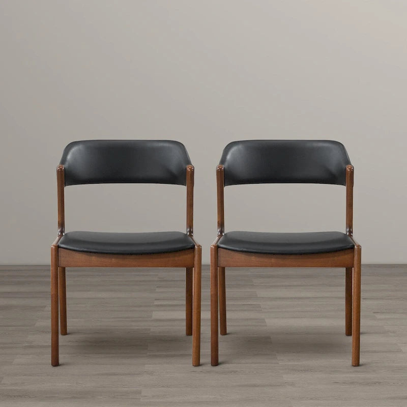 Chaises de salle à manger contemporaines Duluth en cuir végétalien noir (ensemble de 2)