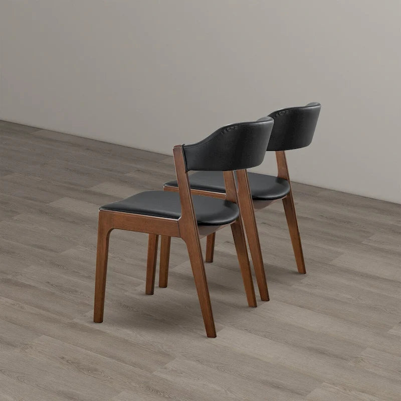 Chaises de salle à manger contemporaines Duluth en cuir végétalien noir (ensemble de 2)