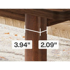 Table de salle à manger de ferme de 63 po pour 4-6 personnes, plateau en MDF + pieds en bois massif, brun rustique, multi-usage