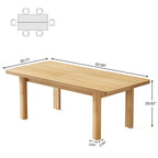 Table de salle à manger de ferme de 63 po pour 4-6 personnes, plateau en MDF + pieds en bois massif, brun rustique, multi-usage