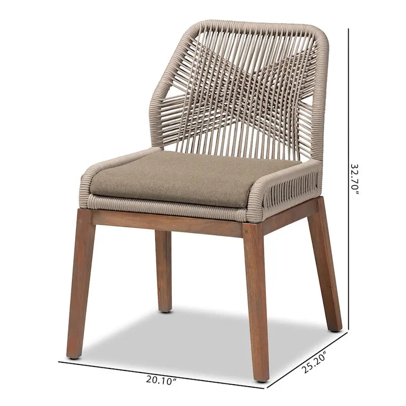 Chaise de salle à manger en acajou tressé de style transitionnel moderne — Gris