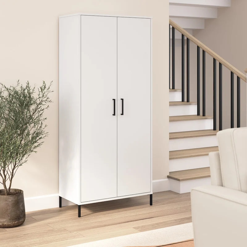 Armoire de rangement haute avec portes, 4 étagères réglables, certifiée ANSI/BIFMA, pour bureau à domicile