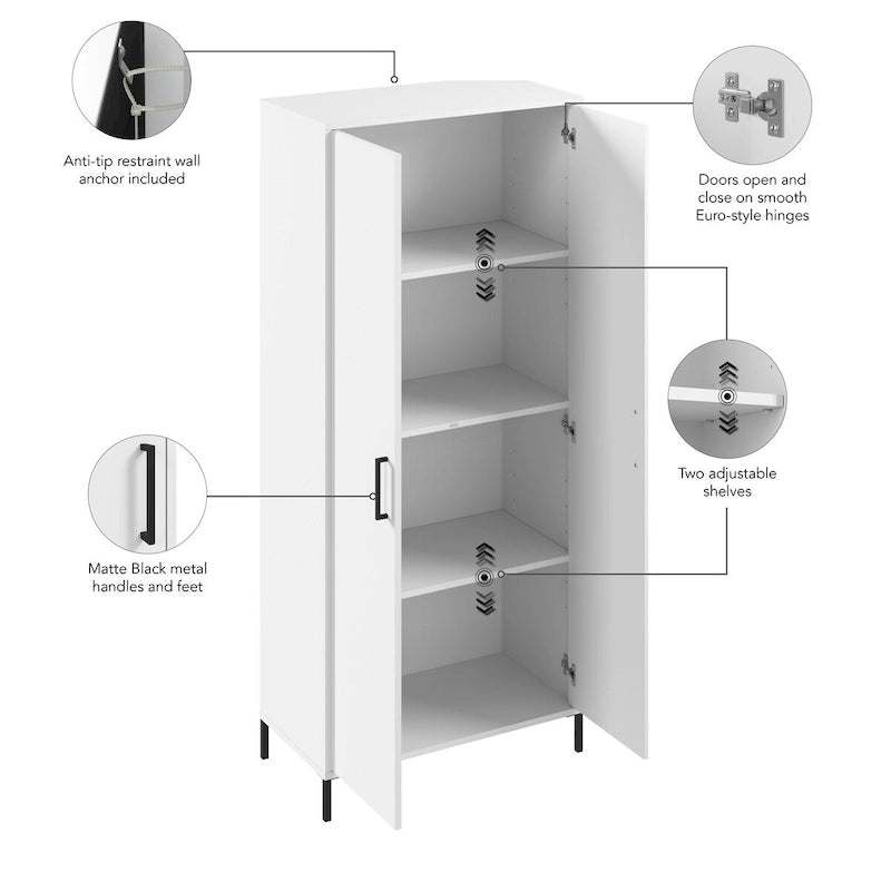 Armoire de rangement haute avec portes, 4 étagères réglables, certifiée ANSI/BIFMA, pour bureau à domicile