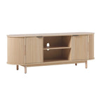 Meuble TV cannelé de 60" avec bords arrondis, style moderne, meuble de rangement multimédia