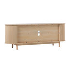 Meuble TV cannelé de 60" avec bords arrondis, style moderne, meuble de rangement multimédia