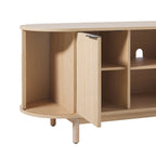 Meuble TV cannelé de 60" avec bords arrondis, style moderne, meuble de rangement multimédia