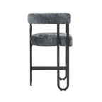 Tabourets de bar contemporains avec repose-pieds, revêtement chenille et cuir (lot de 2)