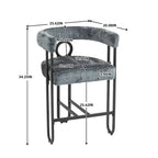 Tabourets de bar contemporains avec repose-pieds, revêtement chenille et cuir (lot de 2)