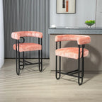 Tabourets de bar contemporains avec repose-pieds, revêtement chenille et cuir (lot de 2)