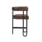 Tabourets de bar contemporains avec repose-pieds, revêtement chenille et cuir (lot de 2)