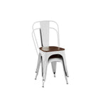 Lot de Chaises de Salle à Manger Empilables Industrielles en Métal avec Assise en Bois