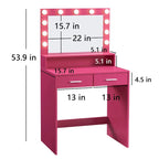 Coiffeuse Roomfitters avec lumières, coiffeuse avec 2 tiroirs, table de toilette avec miroir, coiffeuse avec rangement