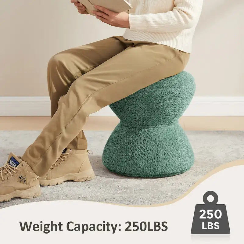 VANOMi Ottoman rembourré Boucle Djembe avec base pivotante, pouf, tabouret de coiffeuse pivotant pour salon, dressing (lot de 2)