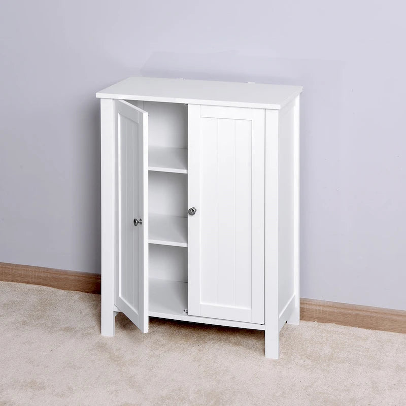 Meuble de Rangement au Sol pour Salle de Bain avec Double Porte
