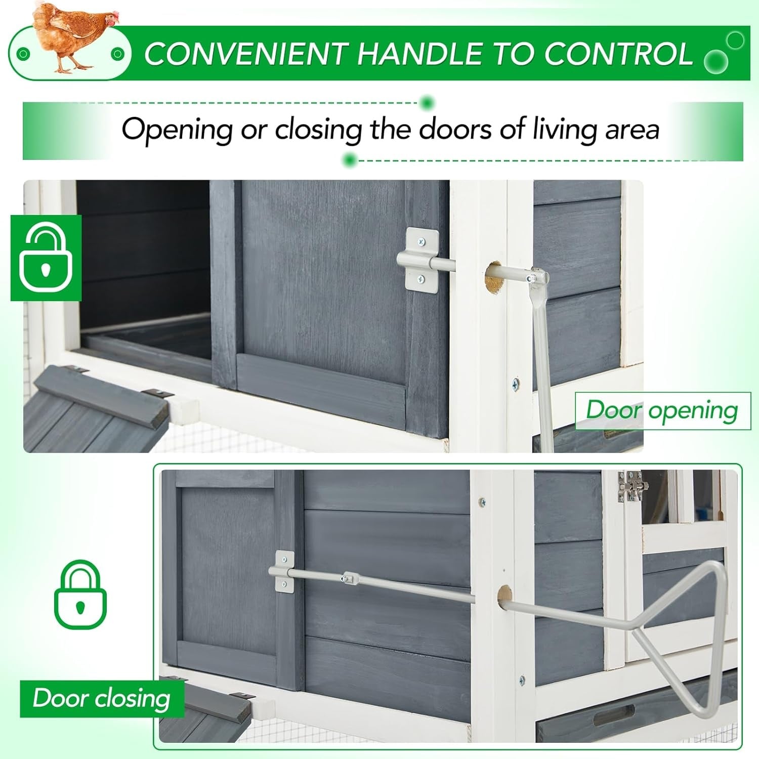 Grand poulailler AECOJOY 366 cm avec enclos, abri en bois, cage à volaille
