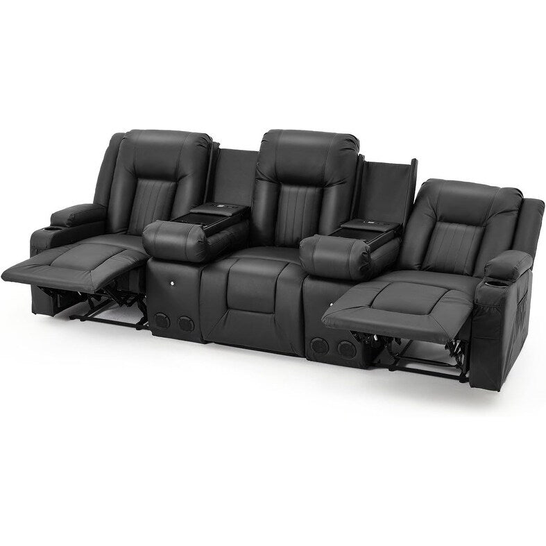 Canapé inclinable manuel AECOJOY pour VR, siège de cinéma maison en PU avec console
