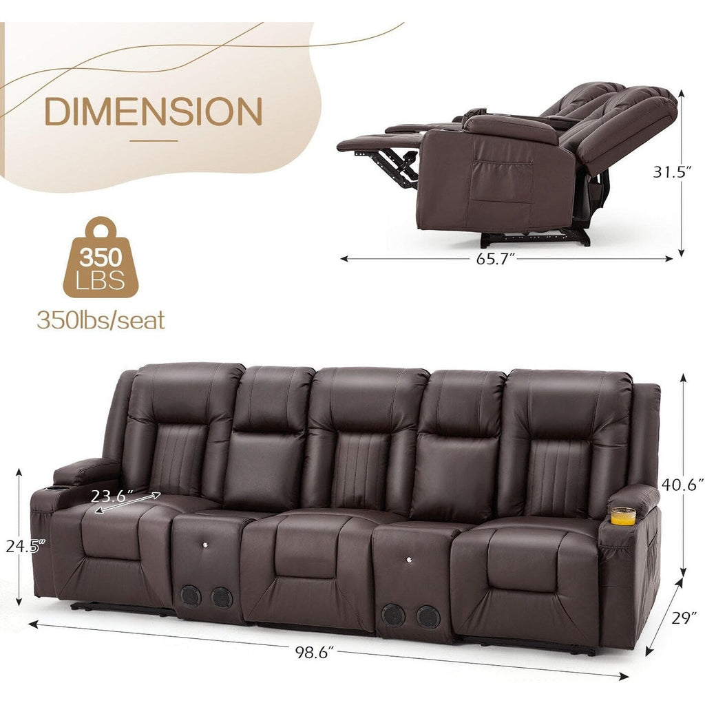 Canapé inclinable manuel AECOJOY pour VR, siège de cinéma maison en PU avec console