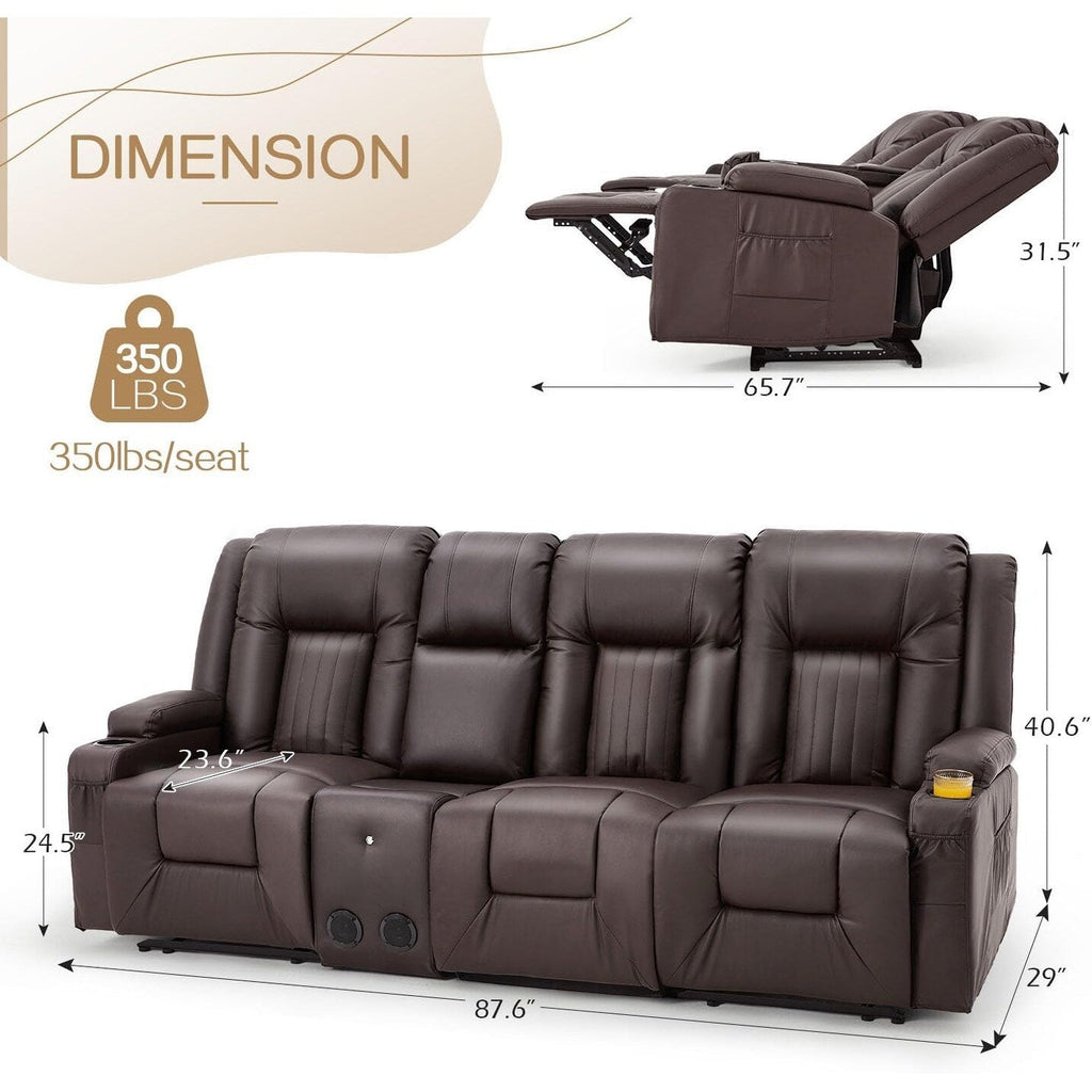 Canapé inclinable manuel AECOJOY pour VR, siège de cinéma maison en PU avec console