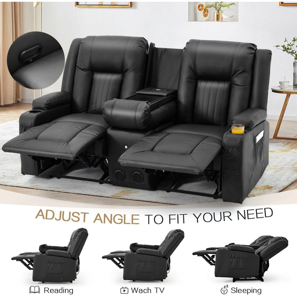 Canapé inclinable manuel AECOJOY pour VR, siège de cinéma maison en PU avec console