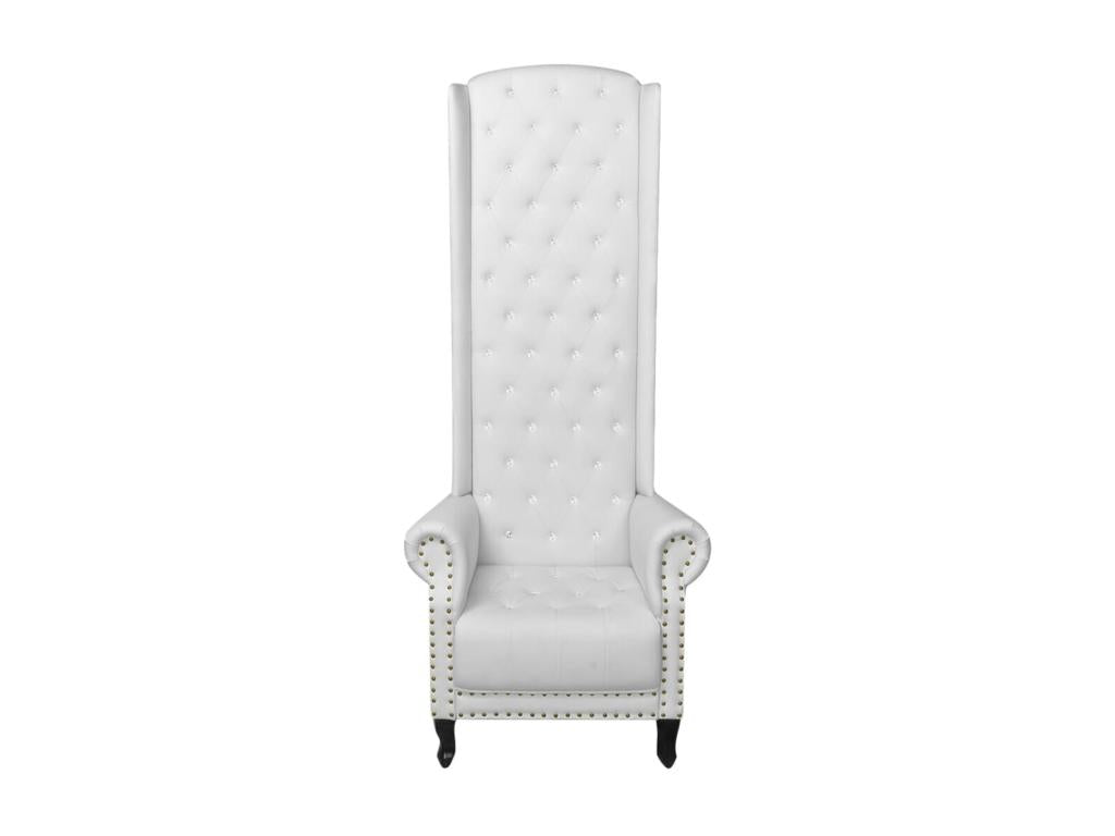 High-back white faux leather chair