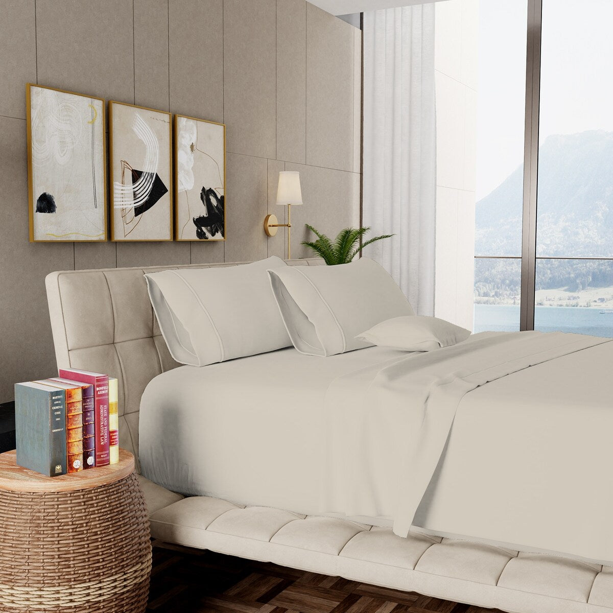 Parure de draps de luxe en coton égyptien ultra-doux et soyeux Aireolux 1000 fils/pouce²