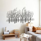 Décoration murale en métal noir : Champ d'arbres