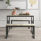 Table à manger 3 pièces VECELO avec banc, ensemble de table de salle à manger pour 4-6 personnes, table de cuisine avec 2 bancs, ensemble de table à manger