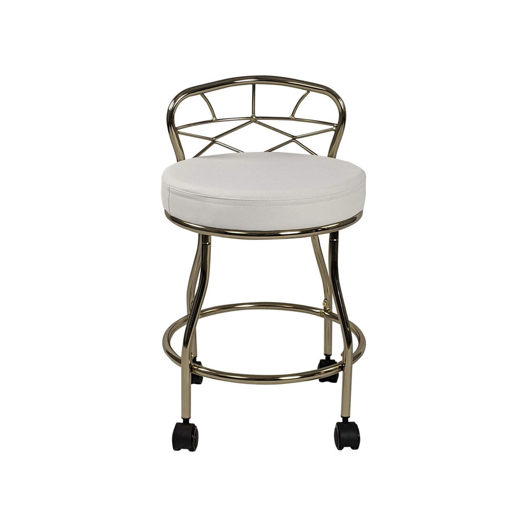 Tabouret de coiffeuse Carolina Living Diana avec dossier en X et roulettes