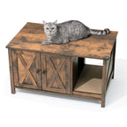 Meuble cache litière, meuble de toilettage pour chat en bois avec griffoir