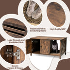 Meuble cache litière, meuble de toilettage pour chat en bois avec griffoir