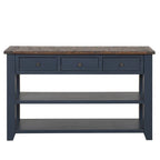 Console en bois avec 3 tiroirs de rangement et 2 étagères