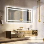 Miroir de Salle de Bain LED Extra Large Mural Anti-Buée Maquillage 3 Couleurs