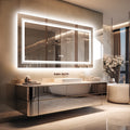 Miroir de Salle de Bain LED Extra Large Mural Anti-Buée Maquillage 3 Couleurs